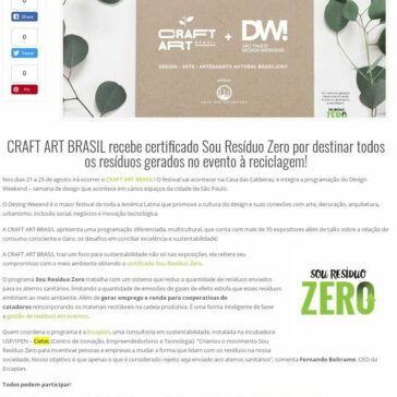 CRAFT ART BRASIL e DW! Semana do Design de SP 2019 -Sou Reziduo Zero
