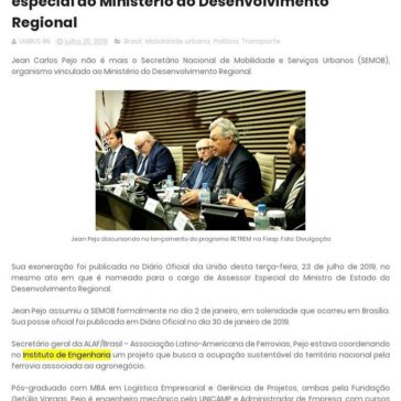 Jean Carlos Pejo deixa Semob e assume assessoria especial do Ministério do Desenvolvimento Regional- Unibus Rn