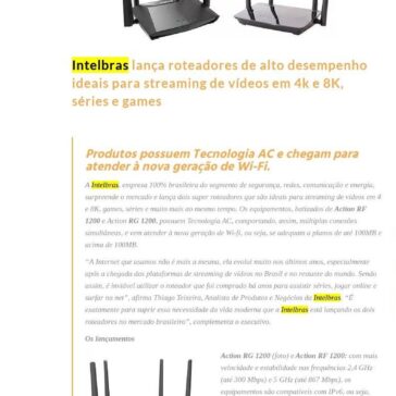 Intelbras lança roteadores de alto desempenho ideais para streaming de vídeos em 4k e 8K, séries e games- MTI Tecnologia