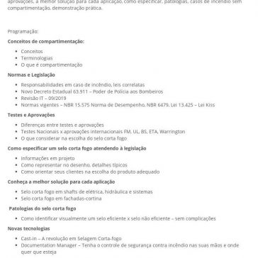 Palestra técnica: Segurança contra incêndio através dos selos corta-fogo- SindusCon