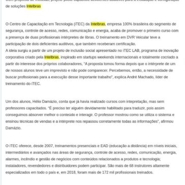 Intelbras realiza treinamento com interpretação em libras- Porto Gente