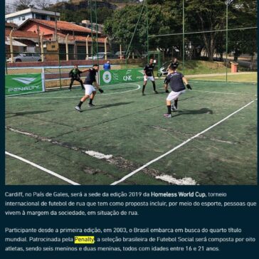 Homeless World Cup: Brasil disputa mundial no País de Gales- Poliesportivo