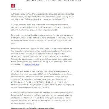 Investimentos: França entra no top 5 dos países mais atraentes, na frente da China- UOL Notícias