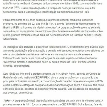 Para comemorar os 60 anos de produção de radiofármacos no Brasil, IPEN promove debates com a sociedade- IPEN