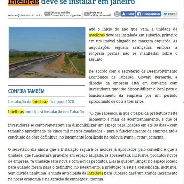 Intelbras deve se instalar em janeiro- Diário do Sul