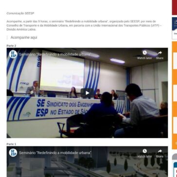 Acompanhe o seminário “Redefinindo a mobilidade urbana”- SEESP