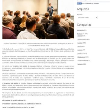 Simpósio SAE BRASIL de Veículos Elétricos e Híbridos começa terça-feira, 13, em São Paulo- Portal da autopeça