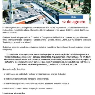 Sindicato dos Engenheiros de São Paulo promove debate sobre cidades inteligentes e mobilidade urbana -SHR Editorial