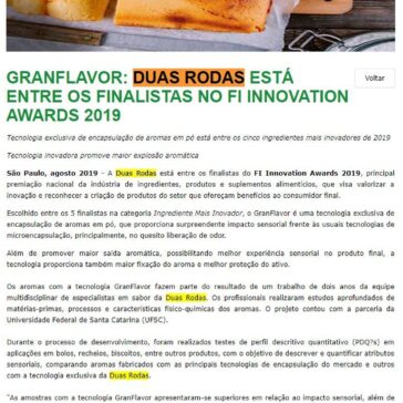 GranFlavor: Duas Rodas está entre os finalistas no FI Innovation Awards 2019 – Revista Italian Food