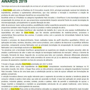 Granflavor, da duas rodas, está entre os finalistas no fi innovation awards 2019 – Aditivos & Ingredientes