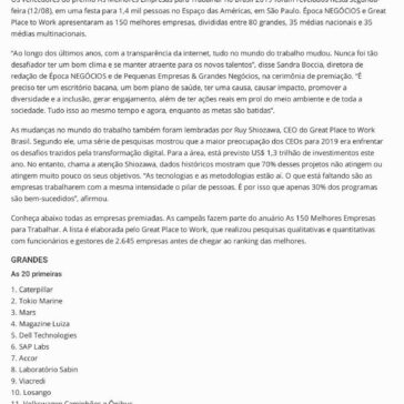 As Melhores Empresas para Trabalhar no Brasil 2019- Newtrade