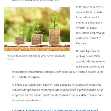 Brasil deixa lista dos 25 melhores países para investir após 21 anos- R7