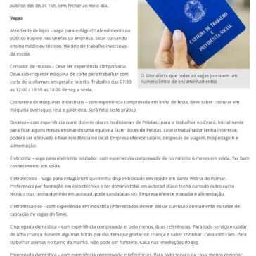 Confira as vagas do Sine Pelotas para esta sexta-feira- Diário Popular