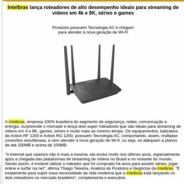 Intelbras lança roteadores de alto desempenho ideais para streaming de vídeos em 4k e 8K, séries e games -Call to Call