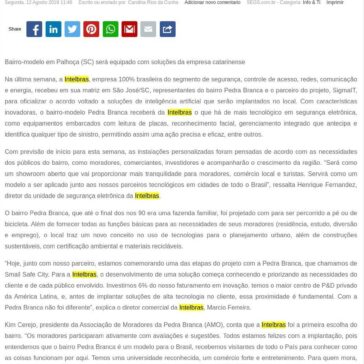 Intelbras fornece soluções de inteligência artificial para Pedra Branca -SEGS