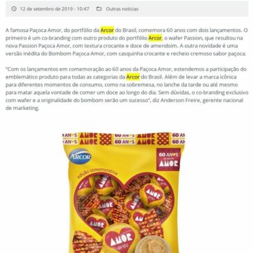 Arcor celebra 60 anos da Paçoca Amor com novidades no portfólio – EmbalagemMarca