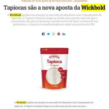 Tapiocas são a nova aposta da Wickbold – Gula Certa