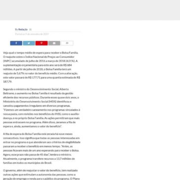 Veja qual o tempo médio de espera para receber o Bolsa Família- Mix Vale