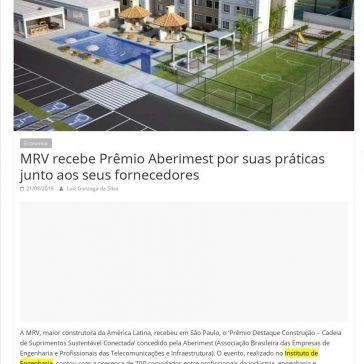 MRV recebe Prêmio Aberimest por suas práticas junto aos seus fornecedores- Portal Varada