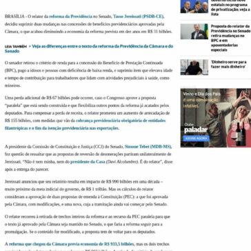 Relator desidrata reforma da Previdência em R$ 31 bi, mas prevê compensações- O Estado de S. Paulo (On-line)