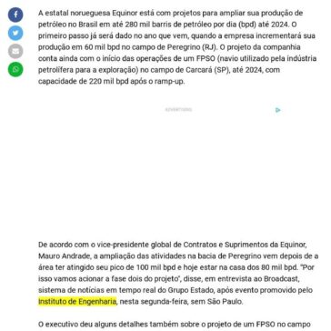 Equinor planeja elevar produção de petróleo no Brasil- Cgn