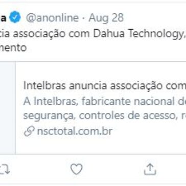 Intelbras anuncia associação com Dahua Technology, empresa líder em monitoramento- Jornal A Notícia Twitter