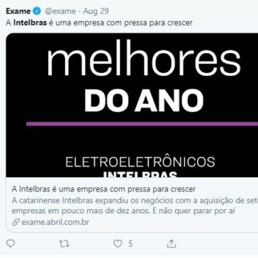 A Intelbras é uma empresa com pressa para crescer- Exame Twitter