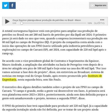Equinor planeja elevar produção de petróleo no Brasil- Meon