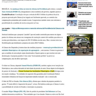 Mudanças feitas por relator da reforma da Previdência no Senado desagradam área econômica- O Estado de S. Paulo (On-line)