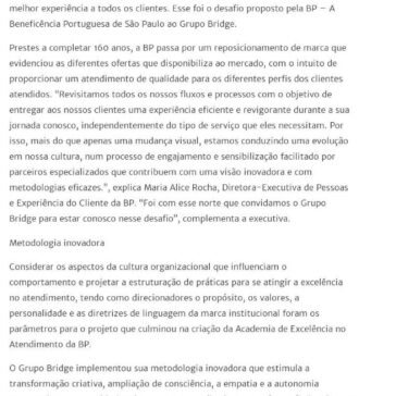 Grupo Bridge implanta Academia de Excelência na Beneficência Portuguesa de São Paulo para promoção de uma melhor experiência aos clientes – Anahp