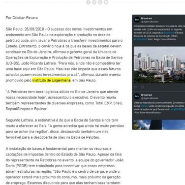 Petrobras/João Lafraia: Ainda não é competitivo ter base em SP; cenário futuro pode mudar- Broadcast