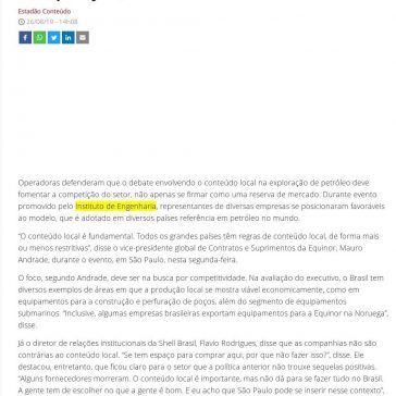 Conteúdo local em petróleo deve focar competição, dizem executivos- Isto É