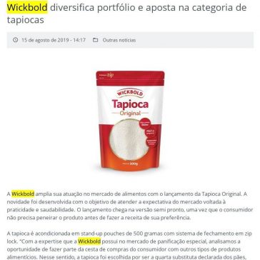 Wickbold diversifica portfólio e aposta na categoria de tapiocas – EmbalagemMarca