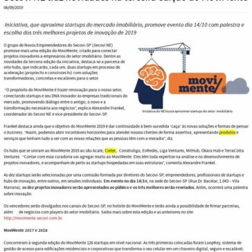 Secovi NE traz novidades na terceira edição do MoviMente- Secovi-SP