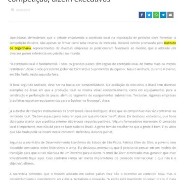 Conteúdo local em petróleo deve focar competição, dizem executivos | TV Vertentes