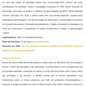 PRÊMIOS E COMPETIÇÕES DA ÁREA EDUCACIONAL – Tiago Ortaet