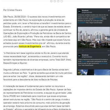 Petrobras/João Lafraia: Ainda não é competitivo ter base em SP; cenário futuro pode mudar- Agência Estado