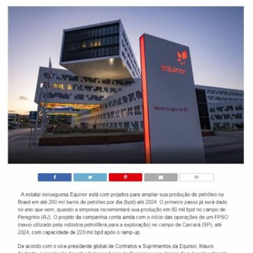 Equinor planeja elevar produção de petróleo no Brasil- O Petróleo