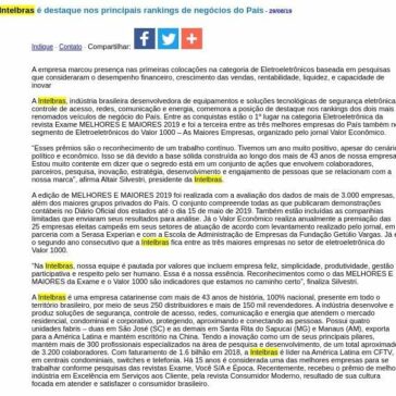 Intelbras é destaque nos principais rankings de negócios do País -JorNow