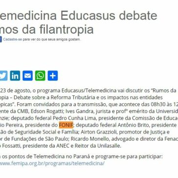 Telemedicina Educasus debate rumos da filantropia- Femipa