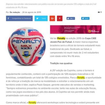 Penalty é a marca oficial da Copa CIEE Jovem Pan de Futsal- Abc da Comunicação