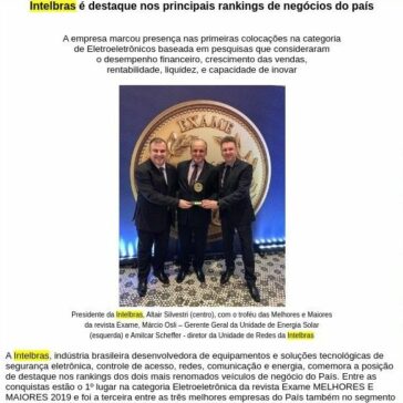 Intelbras é destaque nos principais rankings de negócios do país -Call to Call