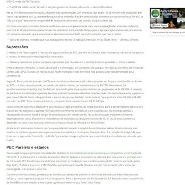 Relatório do senador Tasso Jereissati à reforma da Previdência (PEC 6/2019) será votado dia 04- Aprece