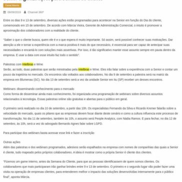 Senior organiza ações para Semana do Cliente- Channel 360