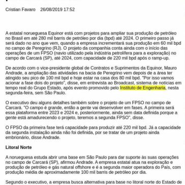 Equinor planeja elevar produção de petróleo no Brasil- Guarulhos Web