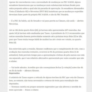 Relatório de Tasso à PEC da Previdência é lido na CCJ. Votação será 4 de setembro – Blog Portal Zero Hora