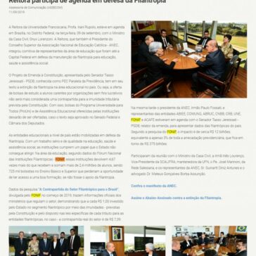 Reitora participa de agenda em defesa da Filantropia – UFN