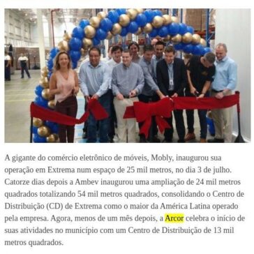 Em menos de 60 dias Ambev, Arcor e Mobly inauguram investimentos em Extrema – Gazeta da Cidade