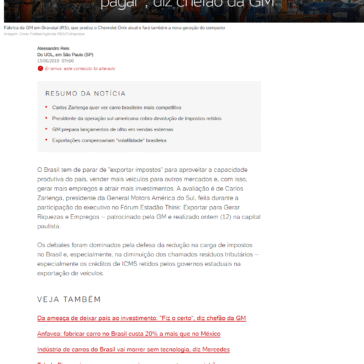 “Não quero exportar imposto, deixa o brasileiro pagar”, diz chefão da GM – UOL Carros