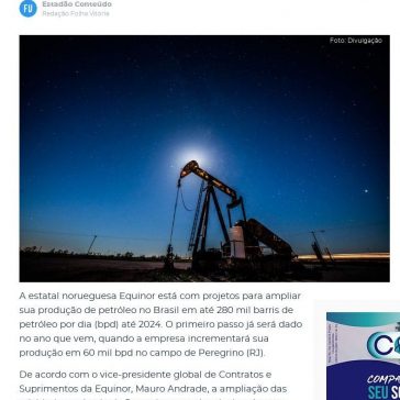 Equinor planeja elevar produção de petróleo no Brasil- Folha Vitória